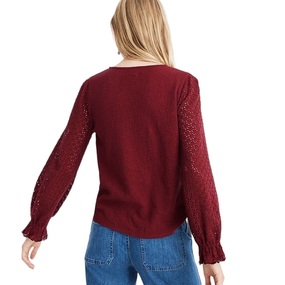 Madewell Texture & Thread Eyelet Mix Ruffle-Sleeve Top - Picture 10 of 10